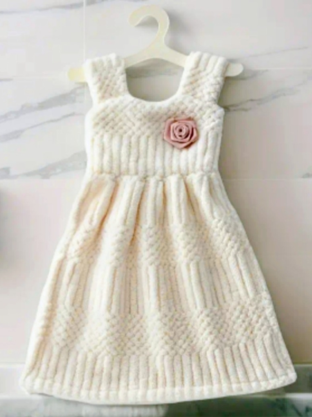 Cream Flower Dress Shaped Hand Towel